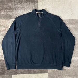 Burberry London Mens Quarter Zip Pullover Sweatshirt Black Large Cotton